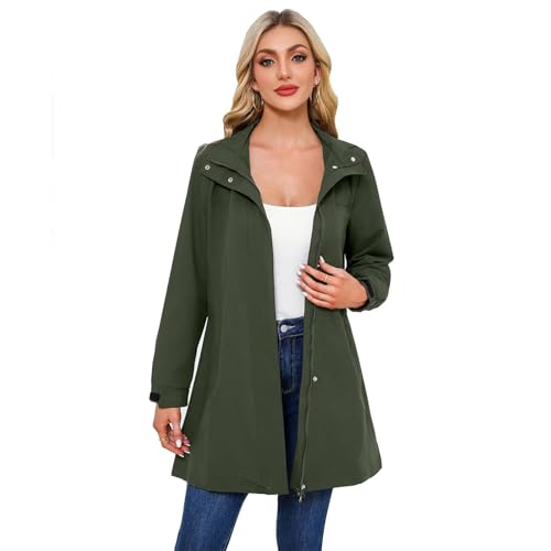 chiguomaoyi Damen Übergangsjacke Wasserdicht Softshellmantel Windbreaker Outdoor Jacke Frühling Mantel von chiguomaoyi