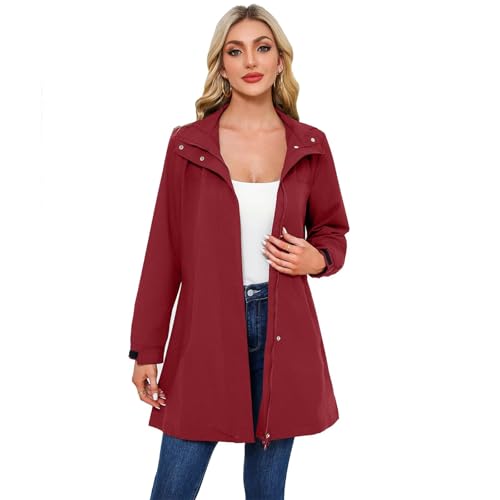 chiguomaoyi Damen Übergangsjacke Wasserdicht Softshellmantel Windbreaker Outdoor Jacke Frühling Mantel von chiguomaoyi
