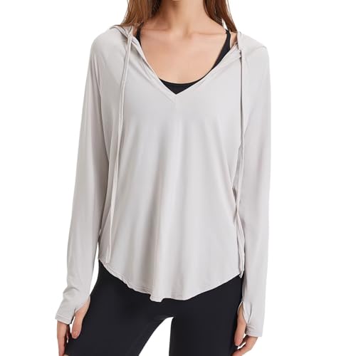 chiguomaoyi Damen UV-Schutz Sport Sun Hoodie Leichte Laufjacke Langarm Sportoberteil von chiguomaoyi