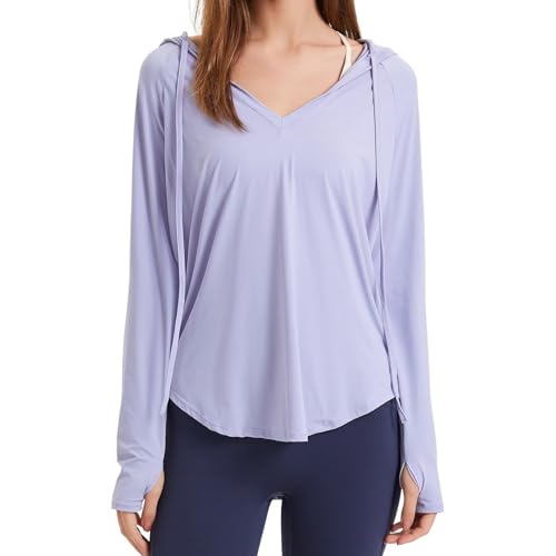 chiguomaoyi Damen UV-Schutz Sport Sun Hoodie Leichte Laufjacke Langarm Sportoberteil von chiguomaoyi