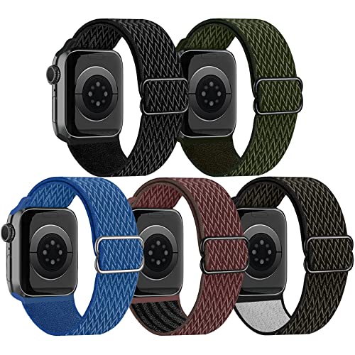 chinbersky 5 Pack Sport Loop Armband Kompatibel mit Apple Watch Armband 38mm 40mm 41mm für Damen Herren, Elastisch Dehnbar Nylon Ersatzband für iWatch Series 8/7/6/5/4/3/2/1/SE von chinbersky