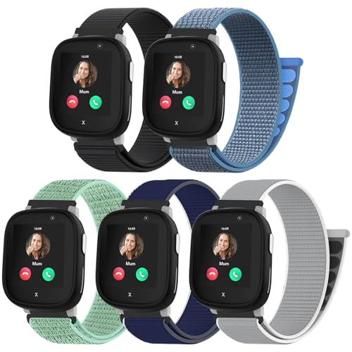 chinbersky 5 Stück Nylon Loop Armband kompatibel mit Xplora X6 Play/Anio 6 Armband, Kids Smartwatch Klettverschluss Mädchen Jungen Verstellbare Geflochtenes Stoff Band für Xplora X6/X6Pro/Anio 6 von chinbersky