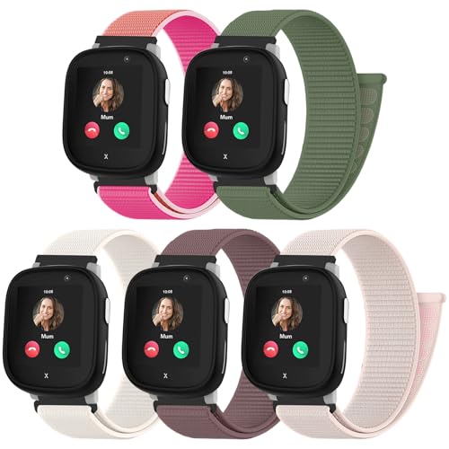 chinbersky 5 Stück Nylon Loop Armband kompatibel mit Xplora X6 Play/Anio 6 Armband, Kids Smartwatch Klettverschluss Mädchen Jungen Verstellbare Geflochtenes Stoff Band für Xplora X6/X6Pro/Anio 6 von chinbersky