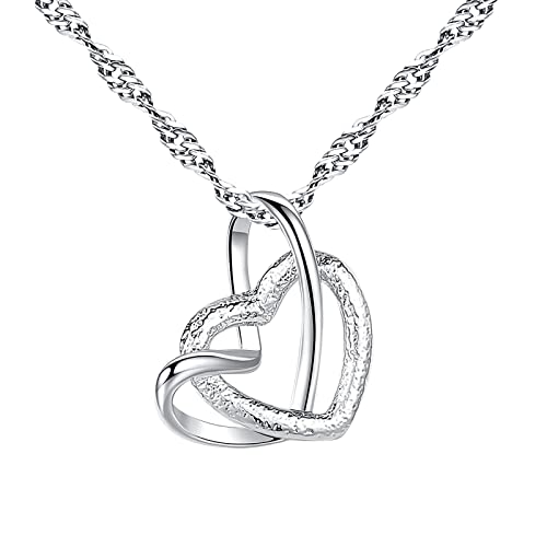 Anhänger Verschluss Damen-Welle, elegant mit Wasser, Tochter, Herz, für Immer, Mutter, Herz, Halskette, miteinander verbundene Interlockings, Kettenhalsketten und Anhänger Armband (White-E, One Size) von chiphop