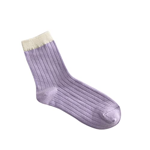 Arbeitssocken Füßlinge low cut Damen Medium Tube Socken Sommer Dünne Farbkontrastsocken Sommerstrümpfe Dünne Niedrig Geschnittene Rutschfeste Socken (Purple, One Size) von chiphop