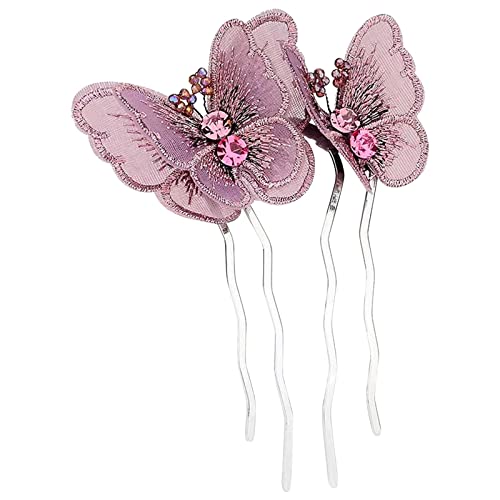 Bogen-Stickkamm Einfacher Haarstecker-Kamm Koreanischer eleganter fester rutschfester -Kamm Antiker Haarnadel-Kopfschmuck. Haarschmuck Damen Glitzer (Purple, One Size) von chiphop