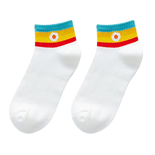 Kurze Halbsocken Sportsocken Frauen-Regenbogen-Socken mit süßem Druck, kurze Socken, Knöchelsocken für sportliche, bequeme Geschenke für Frauen No Show Socken Unsichtbare (E, One Size) von chiphop