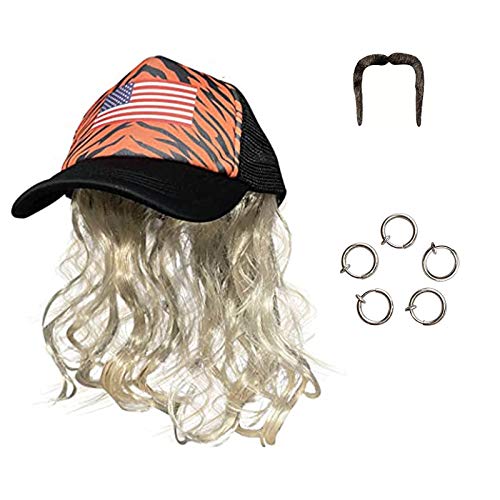 Mustache Erwachsene Cosplay Perücke Exoten Ohrringe mit Clip für blondes Hut und Baseballmütze Cap Herren Großer (Multicolor, One Size) von chiphop