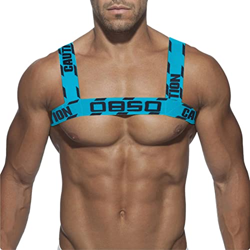 Schal Stricken Set Jungs Harness für Herren Verstellbares Harness Body Chest Half Harness Punk Gürtel Clubwear Kostüm Schal Damen Blau (Blue, One Size) von chiphop