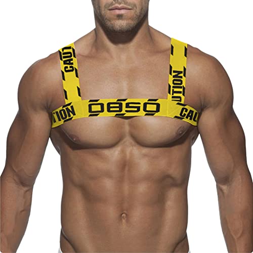 Schal Stricken Set Jungs Harness für Herren Verstellbares Harness Body Chest Half Harness Punk Gürtel Clubwear Kostüm Schal Damen Blau (Yellow, One Size) von chiphop