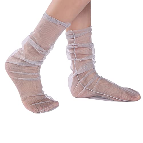 Sneaker Socken Herren Damen Lace Söckchen für Damen Rüschensocken Damen Netzsocken Damensocken Dünne Niedrig Geschnittene Rutschfeste Socken (Grey, One Size) von chiphop