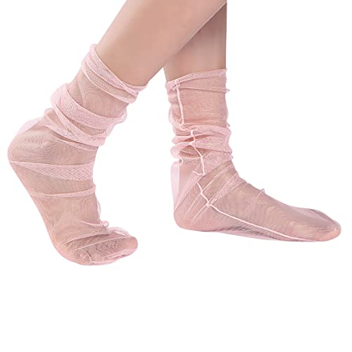 Sneaker Socken Herren Damen Lace Söckchen für Damen Rüschensocken Damen Netzsocken Damensocken Dünne Niedrig Geschnittene Rutschfeste Socken (Pink, One Size) von chiphop