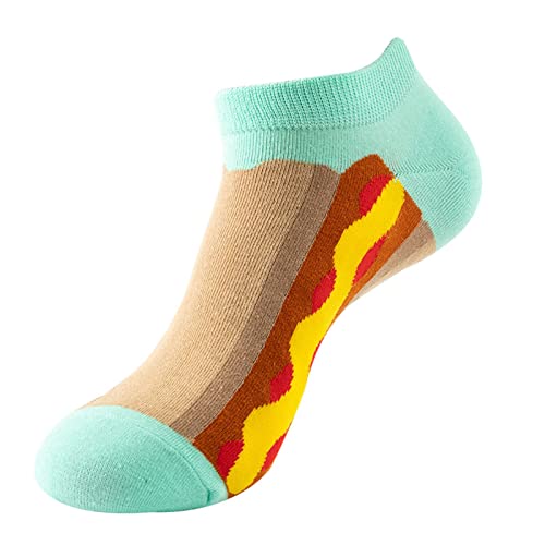 Sneaker Socken Herren Damen Ohne Drückende 2 Paar Damen Neuheit Lustige süße Söckchen 3D-Druckmuster Design Bunte Baumwolle Low Cut Linersocken Sportliche Lässige Herren Crew Socken (H, One Size) von chiphop