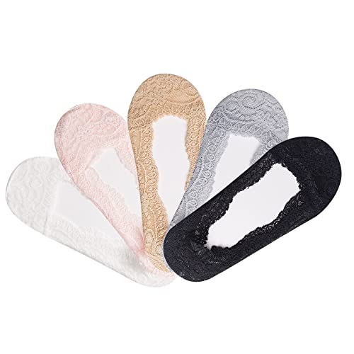 Socken Jungen 34 Winter 5 Paar Spitzensocken für Damen, atmungsaktive Socken, Ballerina-Socken, rutschfeste Socken, transparente, niedrige Socken Socken Musik (Pink,Black,Grey,White,Beige, One Size) von chiphop