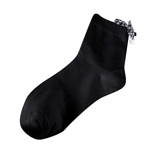 Sportsocken Laufsocken Sneakersocken Lace Söckchen für Damen Rüschensocken Damen Netzsocken Damensocken Sportliche Lässige Herren Crew Socken (Black, One Size) von chiphop