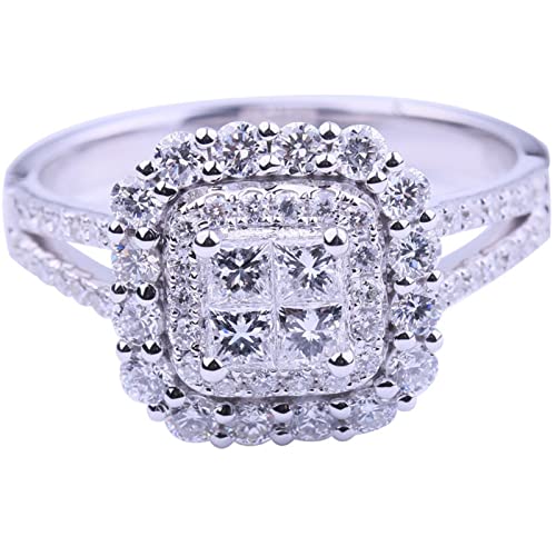 Standesamt Ringe Wunderschöne Eheringe Frauen Schmuck Weiß Ringe 6 10Schöne Ring Juwel Legierung Intarsien Strass Weiblichen Ring Beliebte Exquisite Ring Einfache Modeschmuck Gymnast (Silver-7, 7) von chiphop