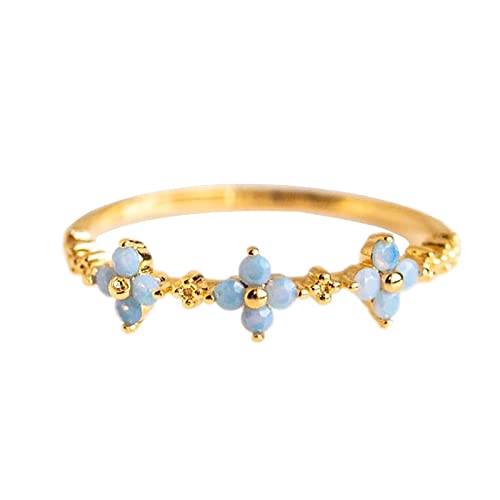 chiphop Aussage für Frauen-Ring-Blaue Art- und Weiseband-Schmuck-Blumen-Ringe Ü Ei Der Ringe (Blue, One Size) von chiphop