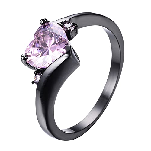 chiphop Bunte Zirkon Herzschmuck Herzen Liebe Frauen Liebe geformte Ringe Grüne Robe Der Ringe (Pink, 10) von chiphop