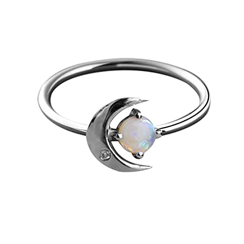 chiphop Dekorations-Damen-kreativer Neuer Ring Zirkon-Mond-Ring-Armband Ringelshirt Karneval Kinder (Silver, 6) von chiphop