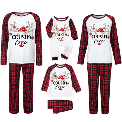 chiphop Familien Weihnachten Schlafanzug Partner Pyjama 2er Set für Paare Weihnachten Bequem und Weich Modisches Weihnachtliche Drucke Matching Pyjamas Couple Pyjamas von chiphop