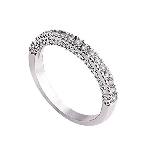 chiphop Fashion Trend Rose Gold Voller Zirkon Ring Damen Schmuck Breite Ringe Edelstahl (Silver, 10) von chiphop