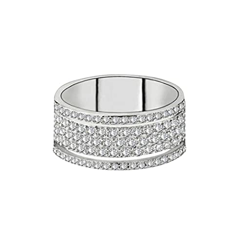 chiphop Fünf Linien Ring Elegant Strass Ring Silber Schmuck Ringe Voller Zirkon Ringe Für Frauen Größe 5 10 Seil Für Ringe (Silver, 9) von chiphop