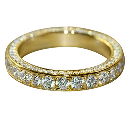 chiphop Gold-Strass-Ring -Ring Eleganter Strass-Ring Voller -Ringe Damen-Begleiter-Ringe Fingerringe Damen-Ringe Ringe Basteln Silber (Gold, 9) von chiphop