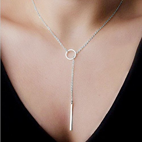 chiphop Halskette Handgranate Circle Halskette Ketten-Stil Dekor Frauen lari-Halsketten Anhänger Halskette 60 cm (a-银色,Silver, One Size) von chiphop