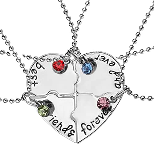 chiphop Halskette Kreuz Schwarz Beste Freunde Herz Gravur Anhänger Halskette Bunte Charms Freundschaftsketten Frauen Halskette Display Lastwagen Mit Anhänger (Silver-F, One Size) von chiphop