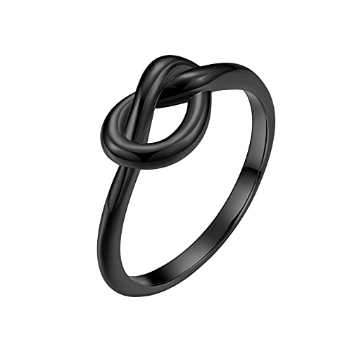chiphop Herz Geschenk Ring Weibliche Stahl Finger Geknotet Ring Männer Frauen Schmuck Ringe Ringe Mit Gravur (Black, 8#) von chiphop