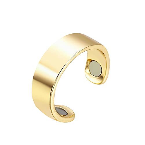 chiphop Knoten Ring Herren Öffnungsring Ringe Stahl Kupfer Therapeutischer Magnet HerrenHaltbarer eleganter Magnetring Edelstahl verstellbarl Herren Edelstahl Ring (Gold, One Size) von chiphop