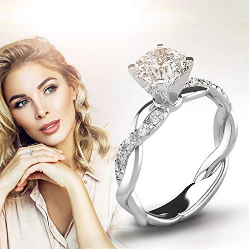chiphop Knoten Ring Herren Zircon eleganter Diamant Braut Verlobungsring Silberne Ehering Statement Schmuck (Silver, 6) von chiphop