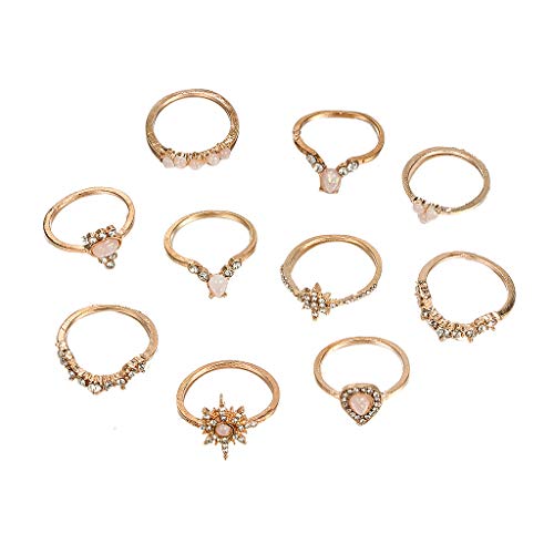 chiphop Modellbau Der Ringe 10 ohrige Dekore Fashion-Set Stück Diamond- Eiweißring für Frauen Ringe Für Kugeln (Gold, One Size) von chiphop