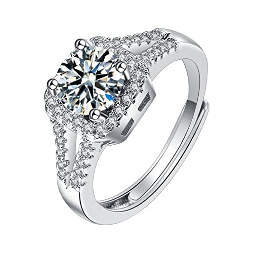 chiphop Modischer und luxuriöser Verstellbarer Diamantring Damenschmuck Verlobter Ring für Frauen Brieföffner Der Der Ringe (Silver, One Size) von chiphop