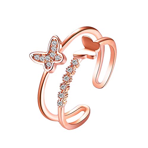 chiphop Reifrock Mit 2 Ringen Ringebene Verstellbarer Doppelring beliebte Eröffnungs-Diamantringe O Ringe Dichtungsset Sanitär (Rose Gold, One Size) von chiphop