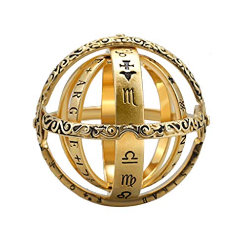 chiphop Ring Damaststahl mit Rillen und Damaszener Astrologischer Ringring openhafter Dekor Wissenschaft Vintage-Ringe Eheringe Edelstahl Ring (Gold, 12) von chiphop