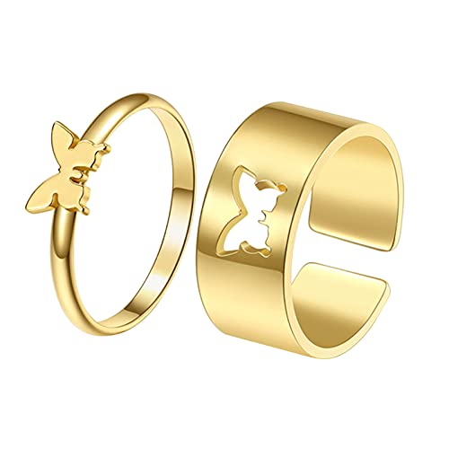chiphop Ring Gemischt Für Frauen Stapeln Teen Rings Größe Mädchen Gold Set Kettenringe Ringe Maritime Ringe (Gold, One Size) von chiphop