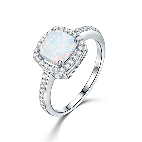 chiphop Ringe F R Schaukel -Opal-Schmuck-Opal-weißer Ring-Handring-Art- und Weiserunde Schmuck-Ringe Ringelshirts Herren (Silver, 10) von chiphop