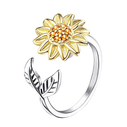 chiphop Ringe Frauen Schmuck Stapelbar Linderung Offener Ring Sonnenblume Für Angst Stress Ringe Verstellbare Ringe Ringe Für Fingerspitzen Set (Multicolor, One Size) von chiphop