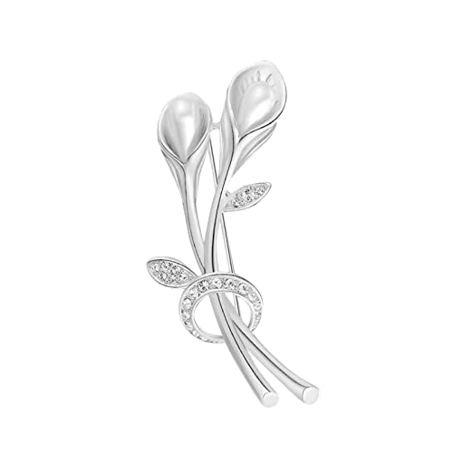 chiphop Spieluhr Schmuckkästchen Temperamentvoll Mode edle künstliche Blumen Strassbrooche Pin Brosche Brustnäpfe Strassparty-kristalline Frauen-Brosche Schmuckzucker Ohrstecker (Silver, One Size) von chiphop