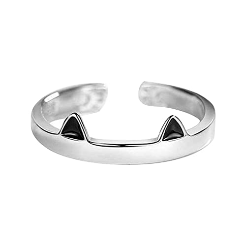 chiphop Stickrahmen Ringe Einfaches Temperament Silber Ring Weibliche Mode Persönlichkeit Ring Ring Freundinnen Handschmuck Einfache Damen Paar Ringe Schlicht (Black, A) von chiphop