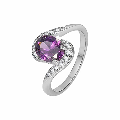 chiphop Turner Ringe Verlobungs-Rundschliff-Zirkon-Frauen-Hochzeits-Ring-Schmuck-Ringe für Frauen-voller -Damen-Ring Dampfer Schutz Ringe (Purple, 8) von chiphop