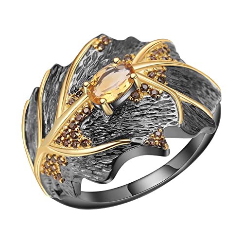 chiphop Vintage natürliche Citrin Flügel Ring Schmuck Geburtstag Vorschlag Braut Verlobungsfeier Ring Damen Ringe Mit Zirkonia (Yellow, 5) von chiphop