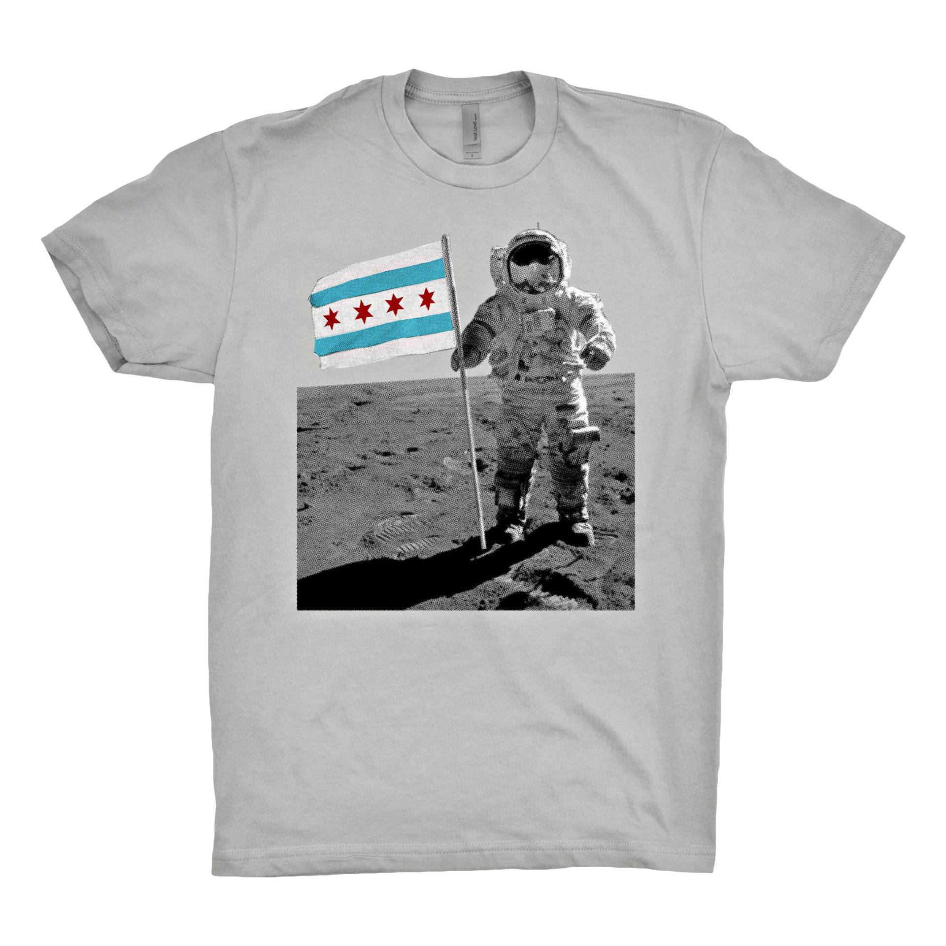 Chicago Flagge Mond Mann T-Shirt von chitownclothing