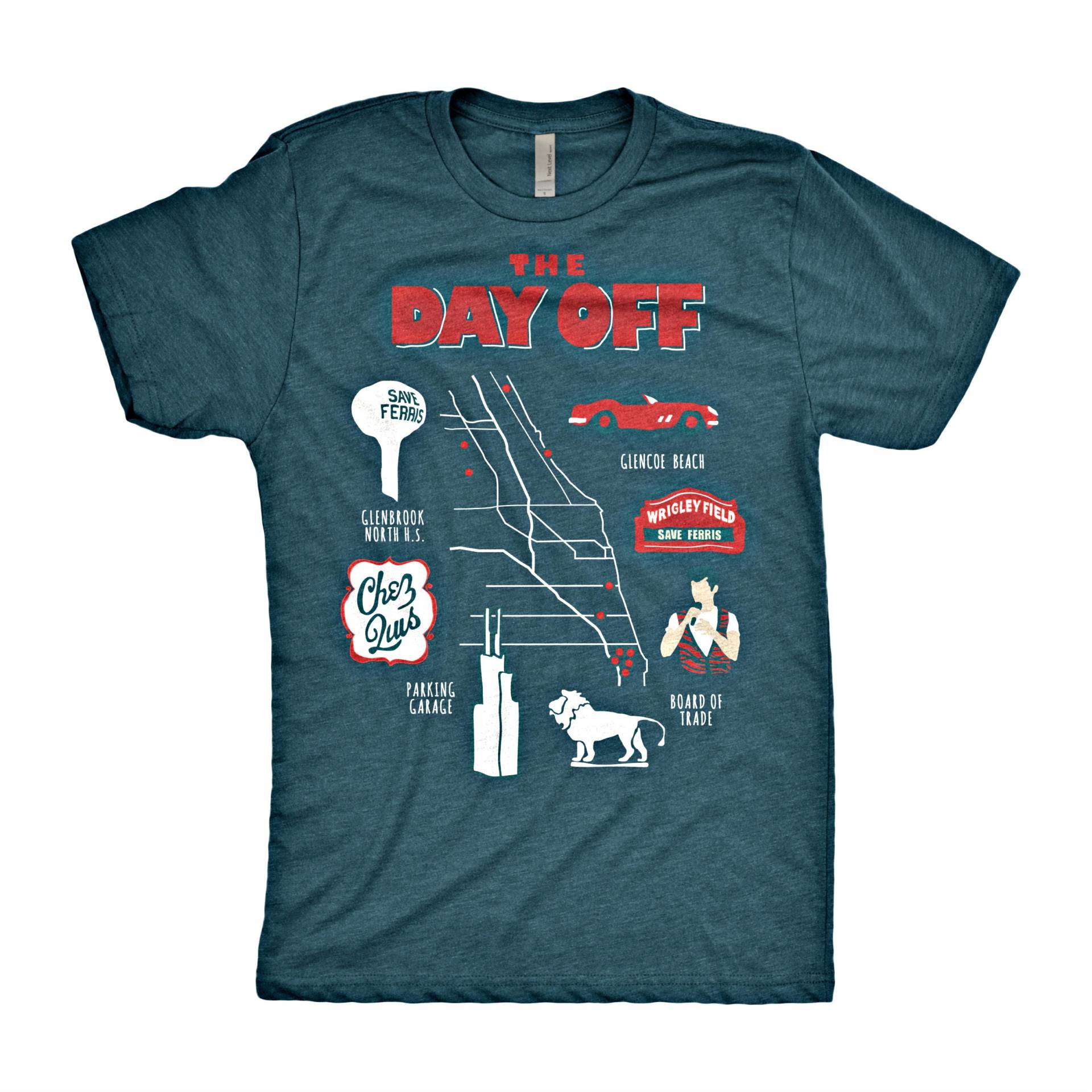 Ferris Bueller's Day Off Map T-Shirt von chitownclothing
