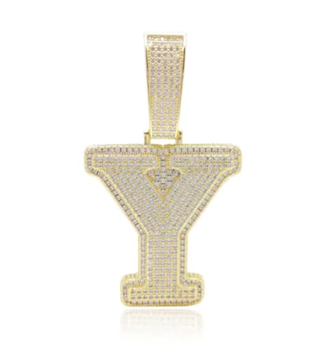 choebokdol Jumbo-Größe Iced Out Einzelne Initiale A-Z Anhänger und Zahl Gold und versilbertes Messing Material Hip-Hop-Stil für Damen und Herren (Gold, T) von choebokdol
