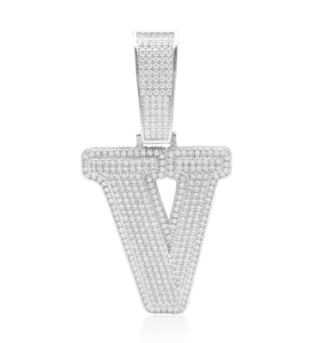 choebokdol Jumbo-Größe Iced Out Einzelne Initiale A-Z Anhänger und Zahl Gold und versilbertes Messing Material Hip-Hop-Stil für Damen und Herren (Silber, U) von choebokdol