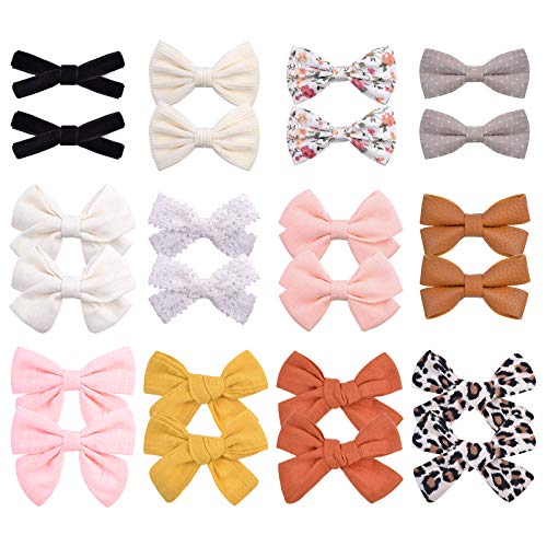 choicbaby 24 Stück Baby Haarspangen Kleine Größe 3 Zoll Schleife Clips Baby Girl Haarschleifen Clips Haarspangen Krokodilklemme Haarschmuck für kleine Mädchen Kleinkind Kinder Teenager in Paaren von choicbaby
