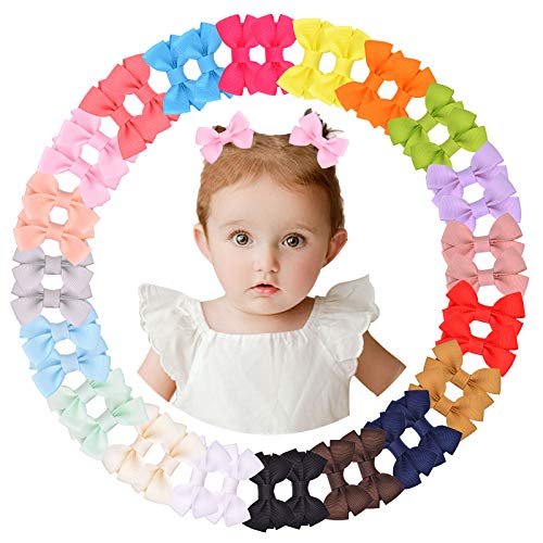 40pcs 2 Zoll Stück Baby Haarschleifen clips Voll gefütterte Grosgrain-Band Haarspangen Zubehör kleine Haarspangen für Babys Feines Haar Kleinkinder von choicbaby