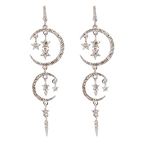 4 Paar übertriebene Mond Gold Ohrringe Mond Stern baumeln Tropfen Ohrringe Starburst Ohrring, Seil, Autre von choice of all